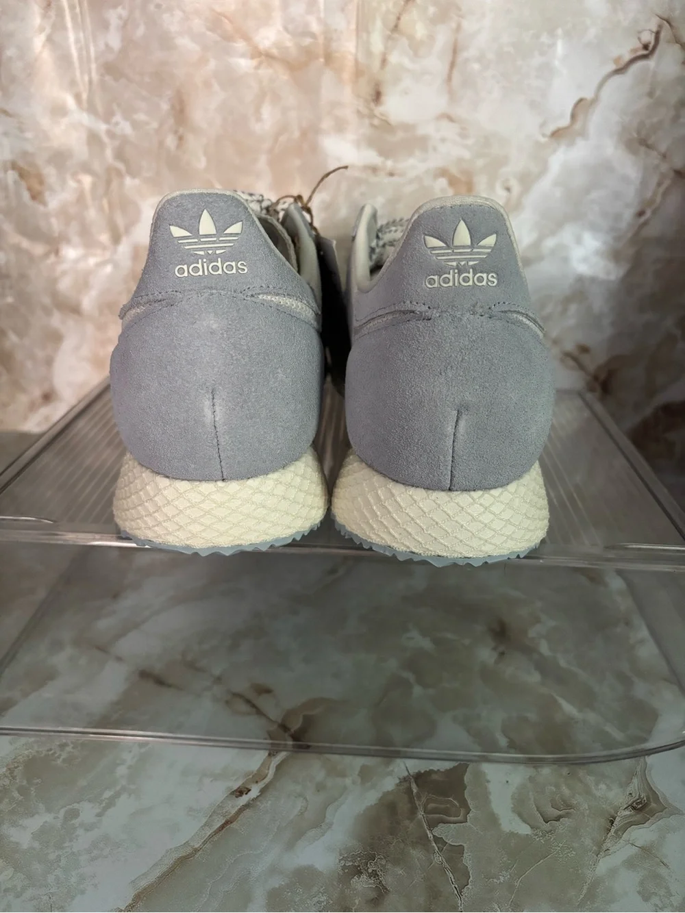 adidas Originals Light Gray and Cream Retro Runner Sneakers